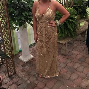 Windsor gold beaded prom/evening dress